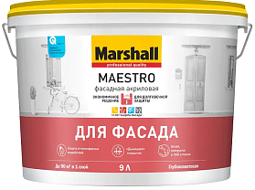 Краска Marshall Maestro Фасадная акриловая глубокоматовая BW (9л)